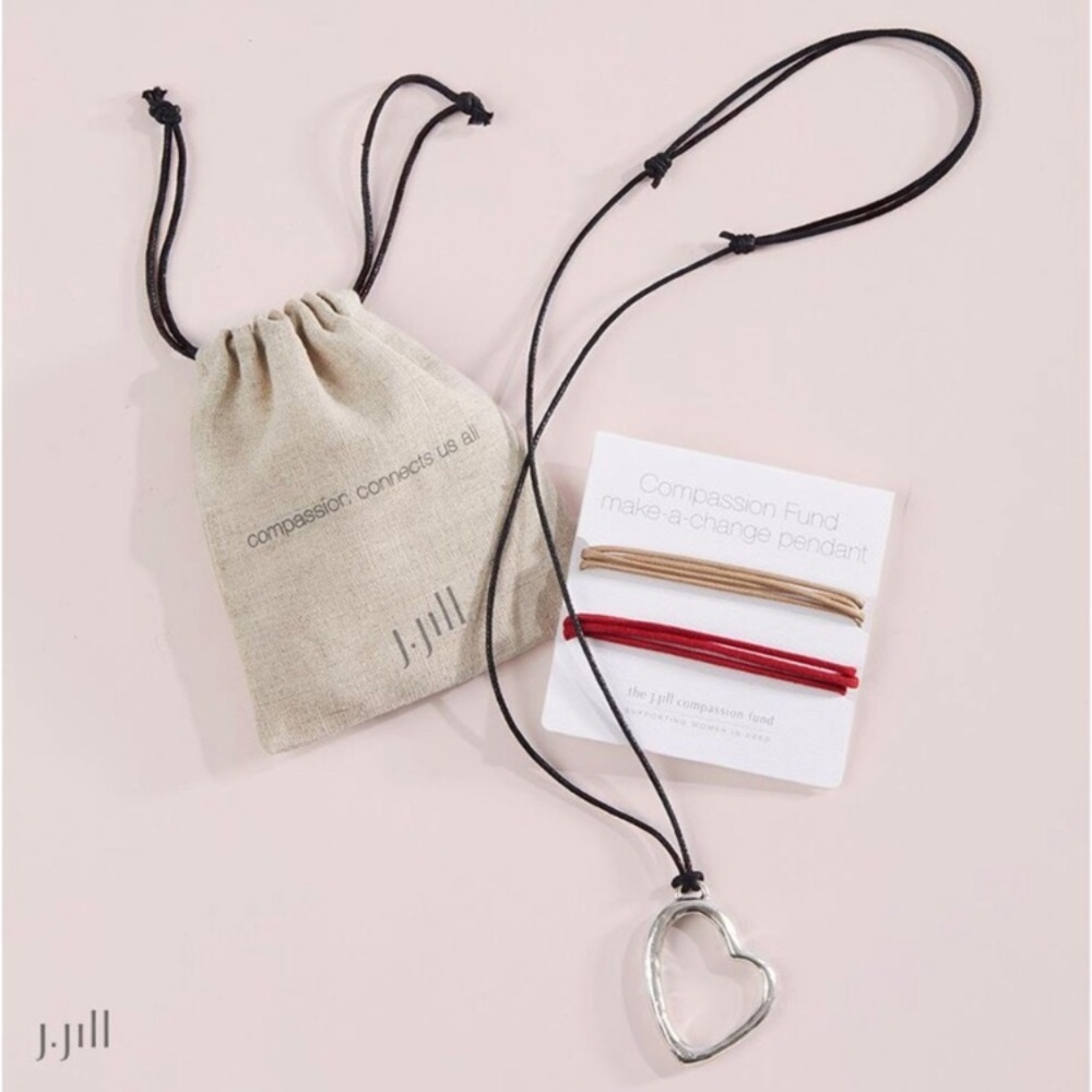 J. Jill Rustic Silvertone Heart Pendant Necklace